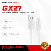 GADGET MAX - GX27 TPE Series USB To Micro Data Cable ( 2.4A ) - White
